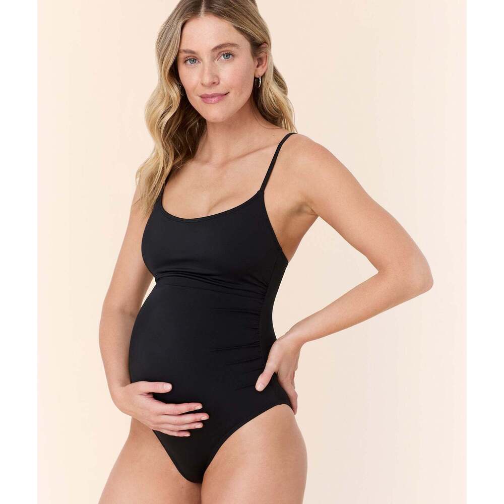 Andie The Amalfi Maternity One Piece - Eco Nylon - Black - Classic Size XLBLACK